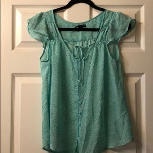 Mint Green Capped Sleeve Gap Blouse